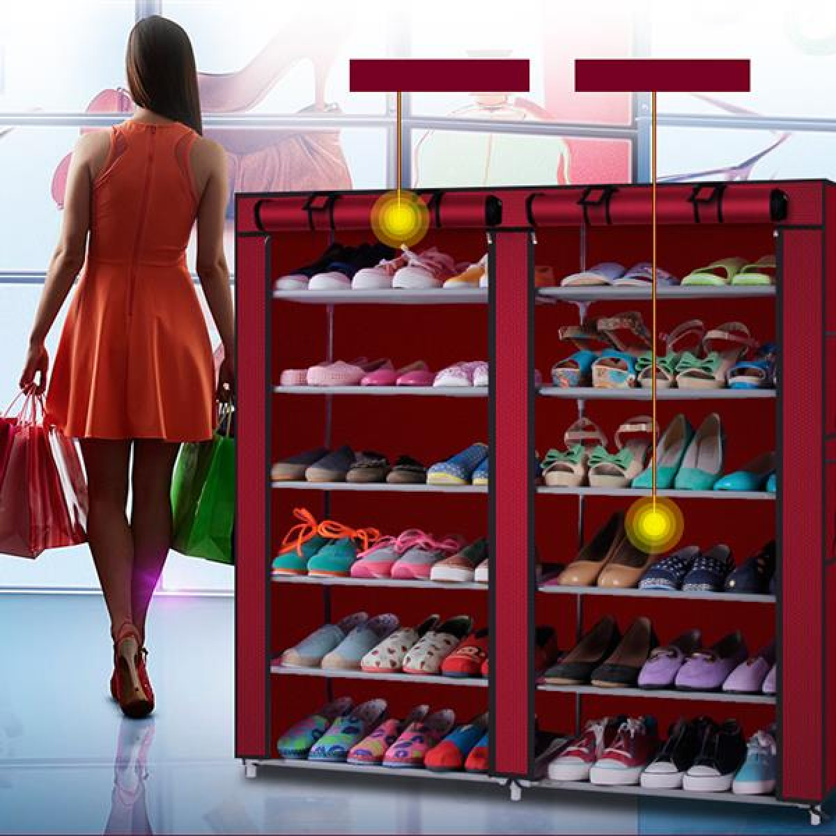 Goorabbit 6 Layers 12 Lattices Shoe Rack Shoe Shelf Shoe Storage Organizer Space Saving