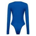 thumbnail image 4 of Doomiva Women's Scoop Neck Bodysuit Long Sleeve Solid Color Stretch Leotard Jumpsuit Tops Blue XXL, 4 of 7