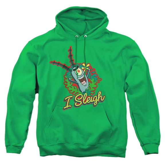 Spongebob Squarepants I Sleigh, Plankton Christmas Wreath Unisex Adult Pull-Over Hoodie