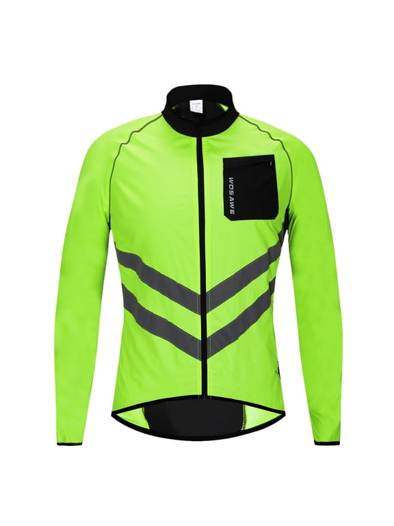 Lightweight Water-Resistant Cycling Jacket with Reflective Details and Breathable Back for Men, Green, Size L, 1 Pack
