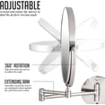 thumbnail image 3 of OVENTE 9" Wall Mounted Makeup Mirror with 1X/7X Magnification, Double Sided Magnifying Round Bathroom Vanity Mirror, 360° Swivel Design, Extendable and Folding Arm, Polished Chrome MNLFW90CH1X7X, 3 of 9