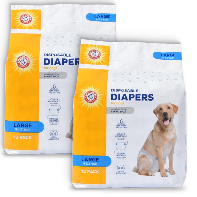 Pañales para perros Arm & Hammer, grandes, 24 unidades, ultra absorbentes