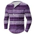 thumbnail image 1 of RXIRUCGD Chemises Blouses Décontractées à Manches Longues à Col Rond pour Hommes à Rayures Imprimées avec Boutons, Violet, Taille : 2TG, 1 of 4