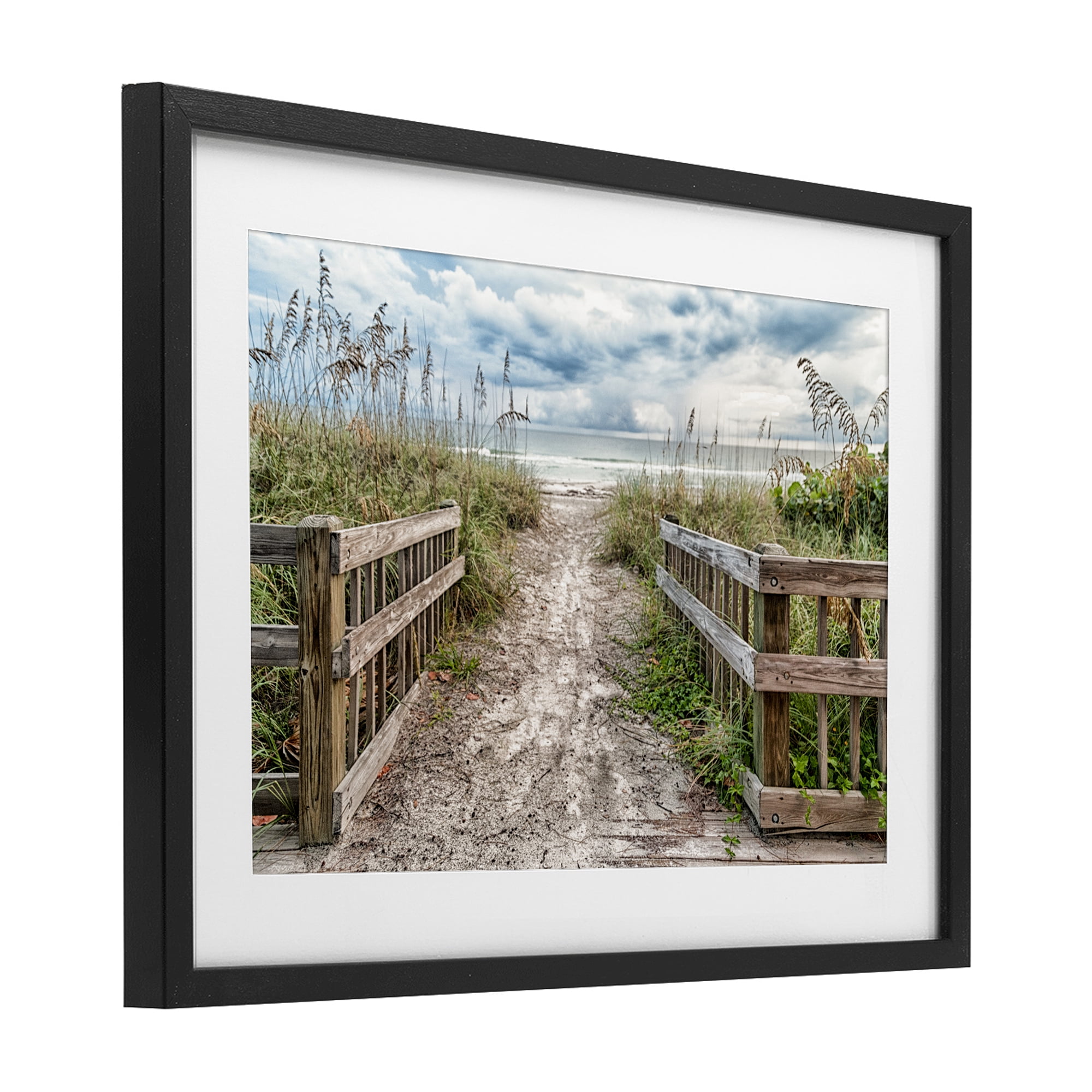 Stupell Industries Beach Entrance Fence Black Framed Print Under Glass, design by Mary Lou Johnson