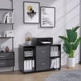 thumbnail image 2 of LaMuseCybèle 2 Drawer Wooden horizontal filing cabinet with 4 open storage shelves, black oak dark gray, 2 of 4