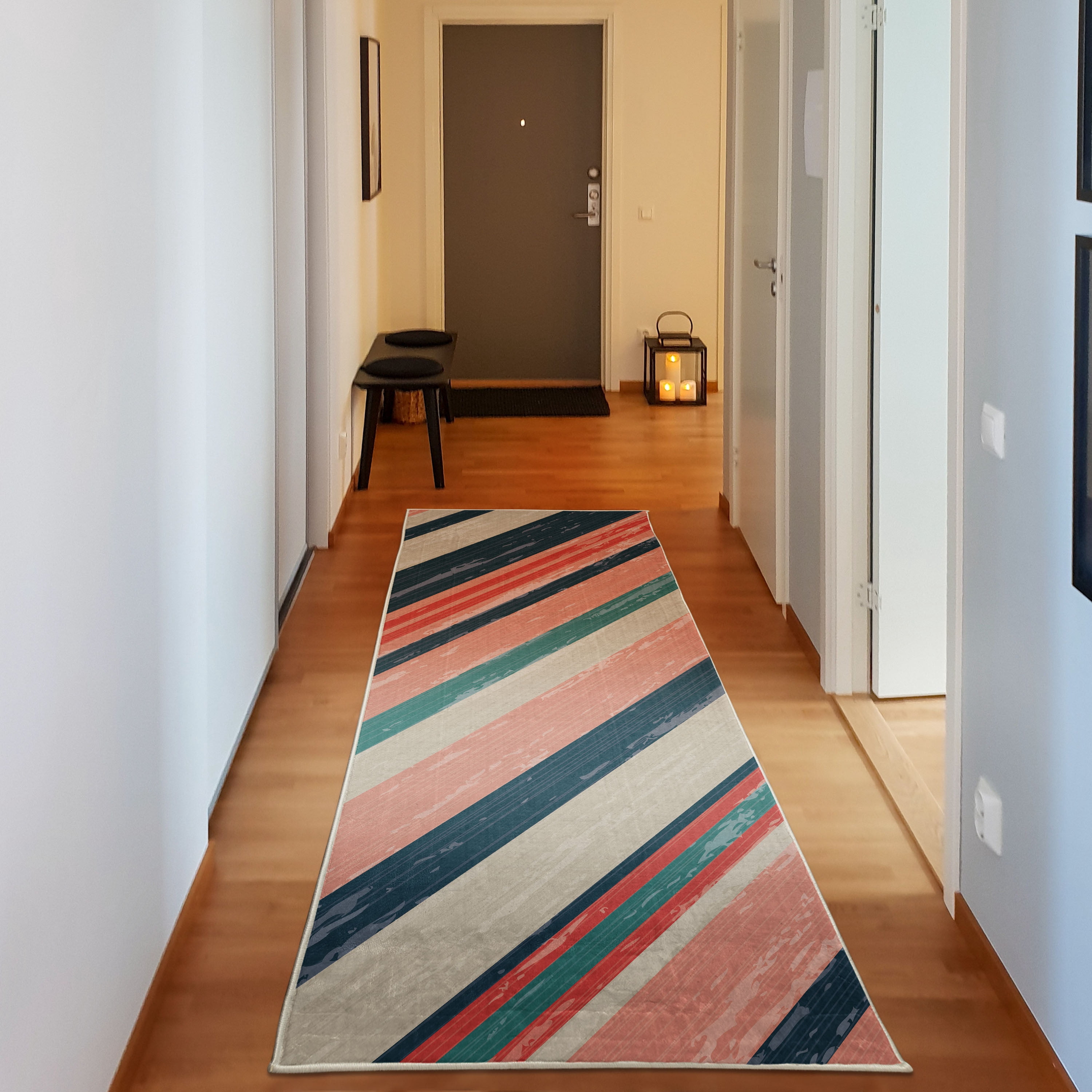 Vintage Decorative Rug, Diagonal Stripes on Old Aged Design Grungy ...