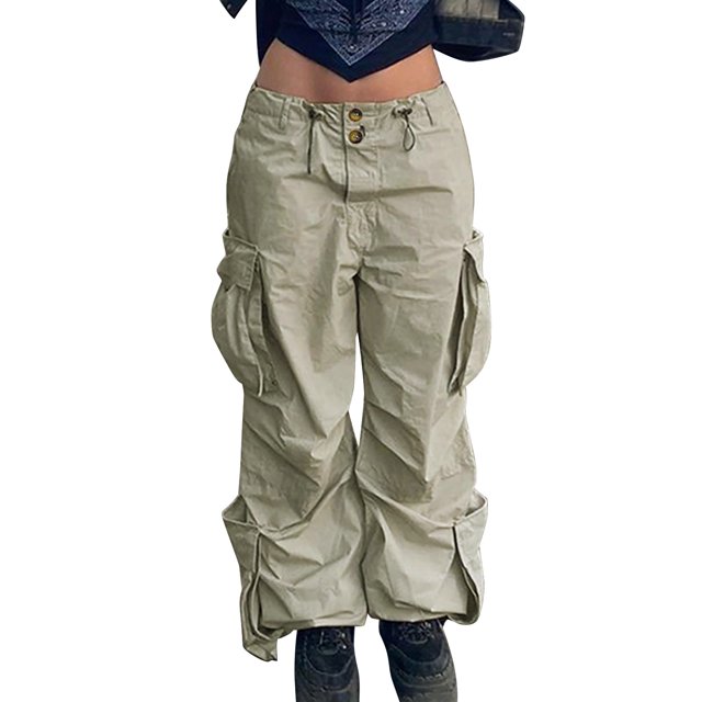 Gibobby Mujer Talla 14 Cintura elástica ajustable Nariz de cerdo Hebilla Botón de cremallera Estilo de novio Bolsillo Sueltos Hip Hop Tejido Monos casuales (Grey, M)