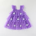 thumbnail image 2 of Wilark Toddler Girls Halloween Dresses Cute Trendy Lightweight Square Neck Flutter Sleeve Festival Party Dresses Purple 3 T, 2 of 9