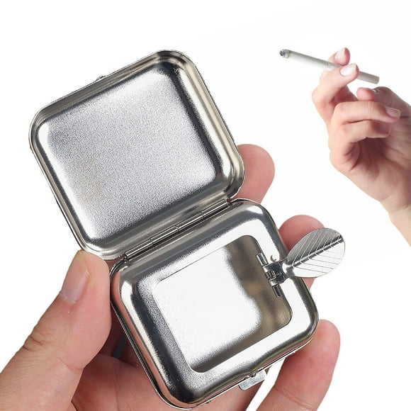Compact Metal Ashtray for Outdoor Enthusiasts Windproof Design Portable Miniature Ashtray for Cars and Homes Stylish Lid Feature for Men