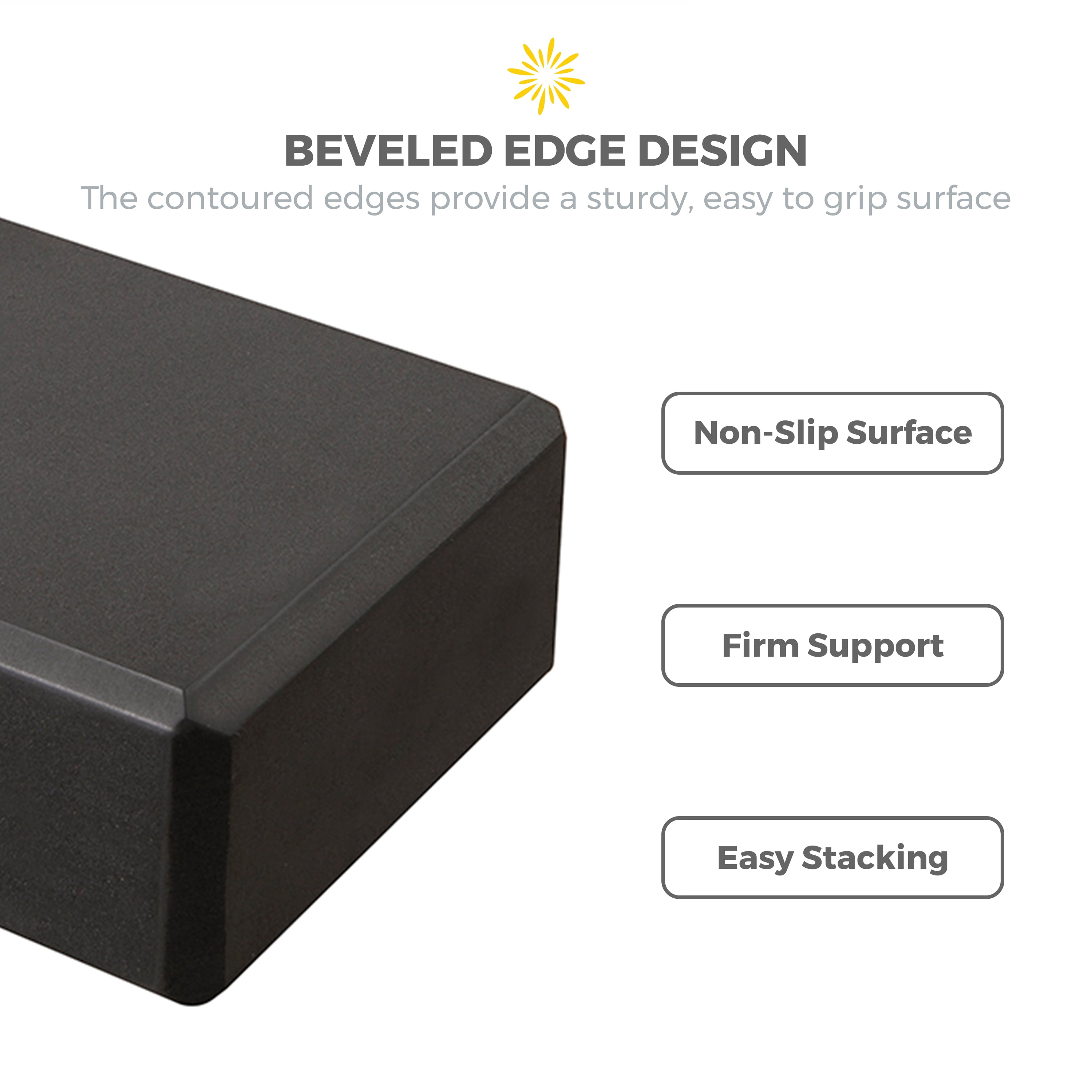 Sunshine Yoga 3" Yoga Block, 10 Pack Bulk EVA Foam Yoga Blocks, Firm and Supportive Yoga Brick, Balance Foam for Stretching, Pilates, and Workout, 3" x 6" x 9", Black