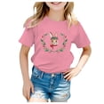 thumbnail image 2 of XQYLOS Easter Bunny Shirt for Toddler Kids Boys and Girls, 𝑪artoon Ra𝐛𝐛it Cotton Short Sleeve Tee, Comfortable Spring Themed Blouse Top, 2 of 6