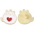 thumbnail image 1 of 10 colgantes de aleación de esmalte para perro, diseño de gato dorado con perro, adorno colgante blanco., 1 of 2