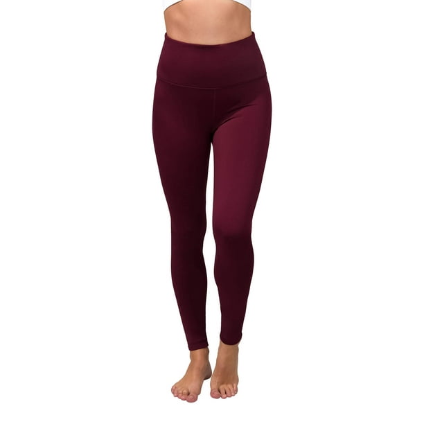 90 Degree By Reflex High Waist Fleece Lined Leggings - Yoga Pants - Ruby  Port - Medium