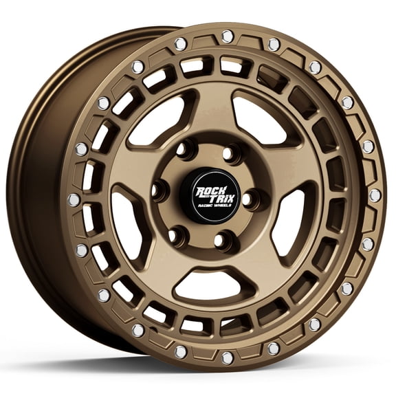RockTrix RT115 17 inch Wheel for 2004-2026 Ford F150, 17x9 6x135 Rims, -12mm Offset, 4.5in Backspacing, Matte Bronze, 2200 lb Weight Rating, Also compatible with Bronco Raptor
