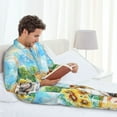 thumbnail image 6 of Naloa French Bulldog Sunflowers Bubbles Men’s Pajamas Set - Long Sleeve Button Down Sleep Shirt and Pajama Bottoms Sleepwear Set-XX-Large, 6 of 7