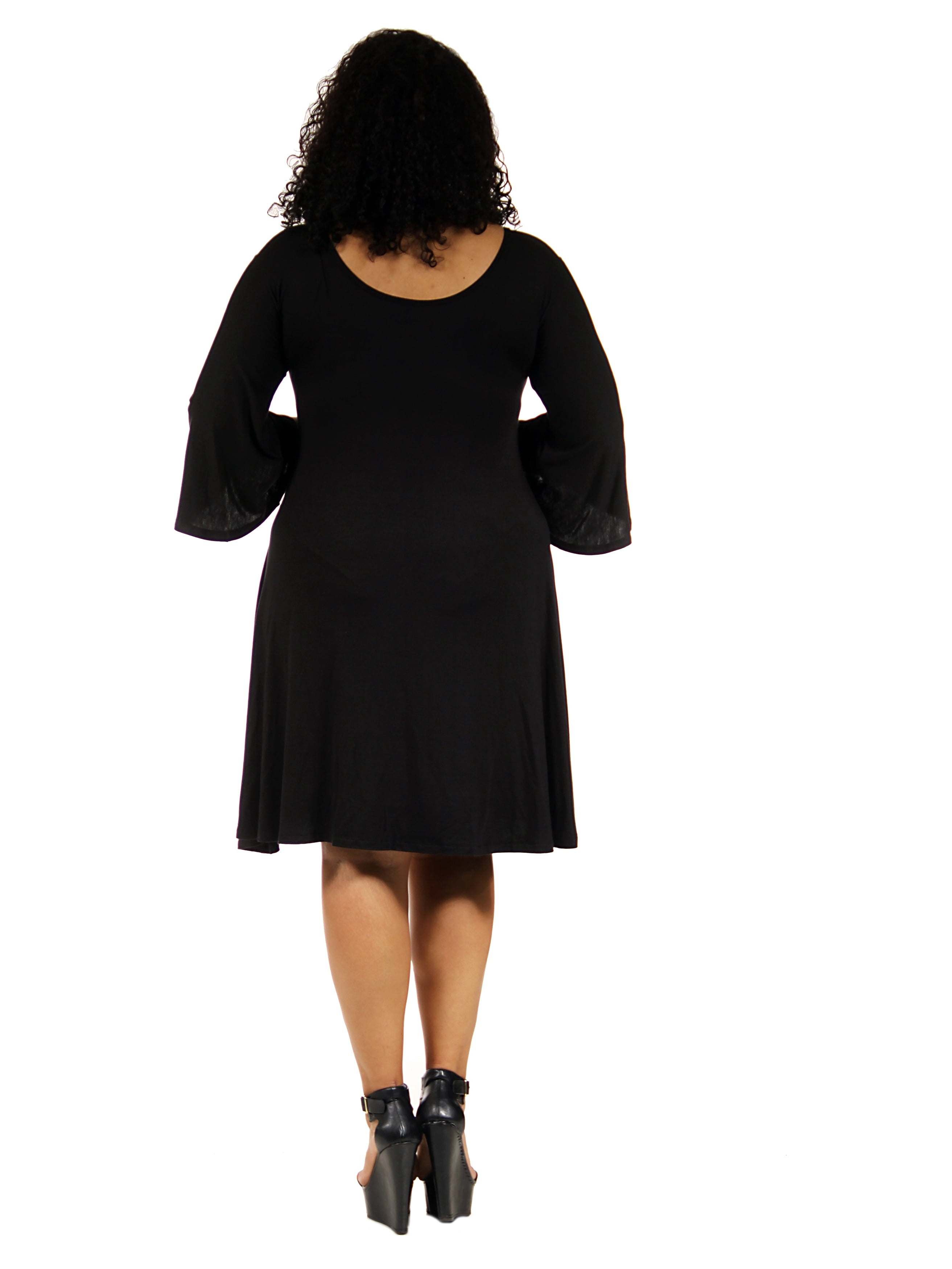 Women's Plus-Size Abstract Neck Split-Sleeve Dress