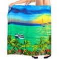 thumbnail image 3 of LA LEELA Men's Swim Bath Trunk Swimsuit Regular Surfing Swimwear Sarong Long Pareo Wrap One Size Green, Beach Summer Vacation Aloha, 3 of 5