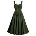 thumbnail image 2 of FNFYFH Renaissance Corset Dress for Women Lace Up Cottagecore Dress Sleeveless Long Dress Medieval Costume, 2 of 8