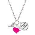 thumbnail image 1 of Delight Jewelry Silvertone Winged Shoe - Mascot - Hot Pink Heart Nurse Strong Zoe Necklace, 1 of 4
