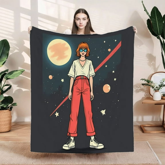 Cozy Durable Flannel Blanket - Soft Warm Design for Sofa Travel Bed & Chair - Perfect for Snuggling Under the Stars