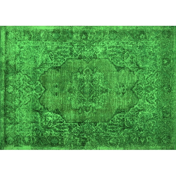 Ahgly Company Indoor Rectangle Abstract Green Contemporary Area Rugs, 5' x 7'