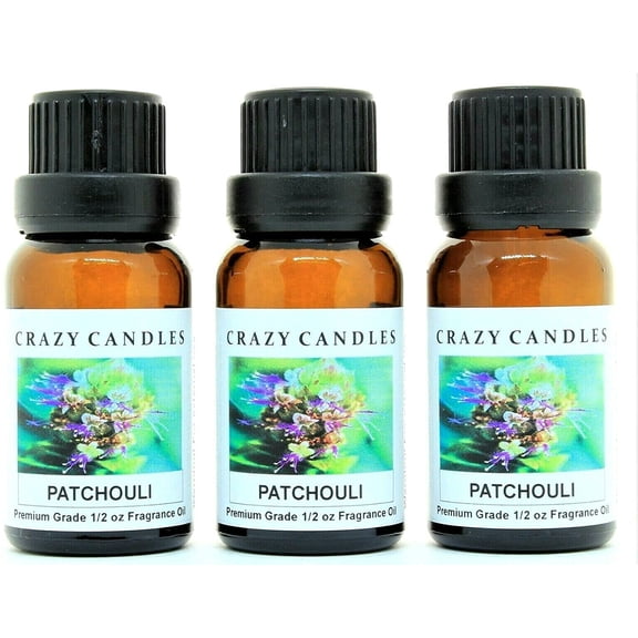 Crazy Candles Patchouli 3 Bottles 1/2 FL Oz Each (15ml) Premium Grade Scented Fragrance Oil Made in USA