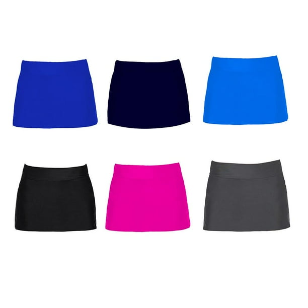 Women s Solid Swim Skirt Bottom Skort Swimsuit Navy Blue 4XL as