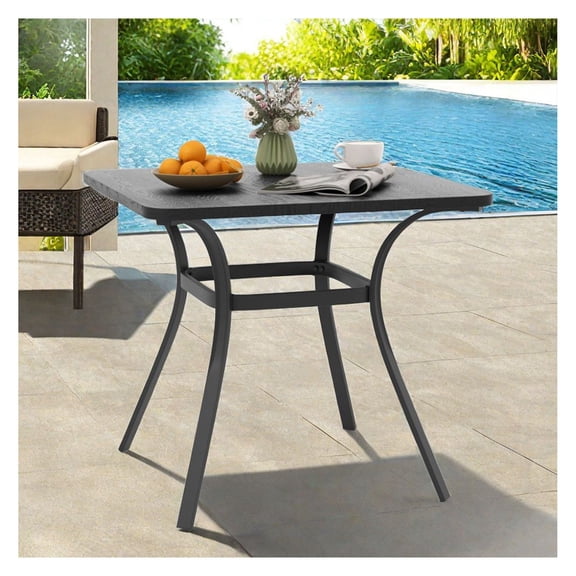 1PC 32 Inch Patio Dining Table Metal Square Table for Dining with 4 Curved Legs