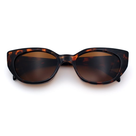 SA106 Womens Chunky Cat Eye Sunglasses Wide-Fit Retro Beveled Frame UV400 / Tortoise Frame - Brown Lens