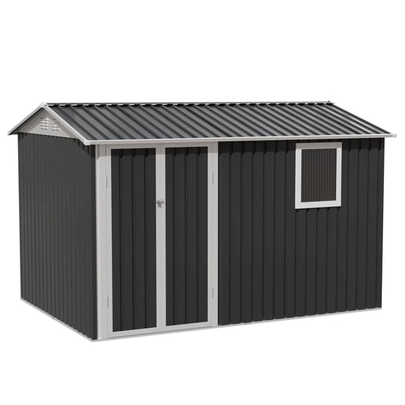 CQSXDA Metal Garden Shed for Patio and Backyard Storage Featuring One Window 9.5 x 6.7 FT Tool House