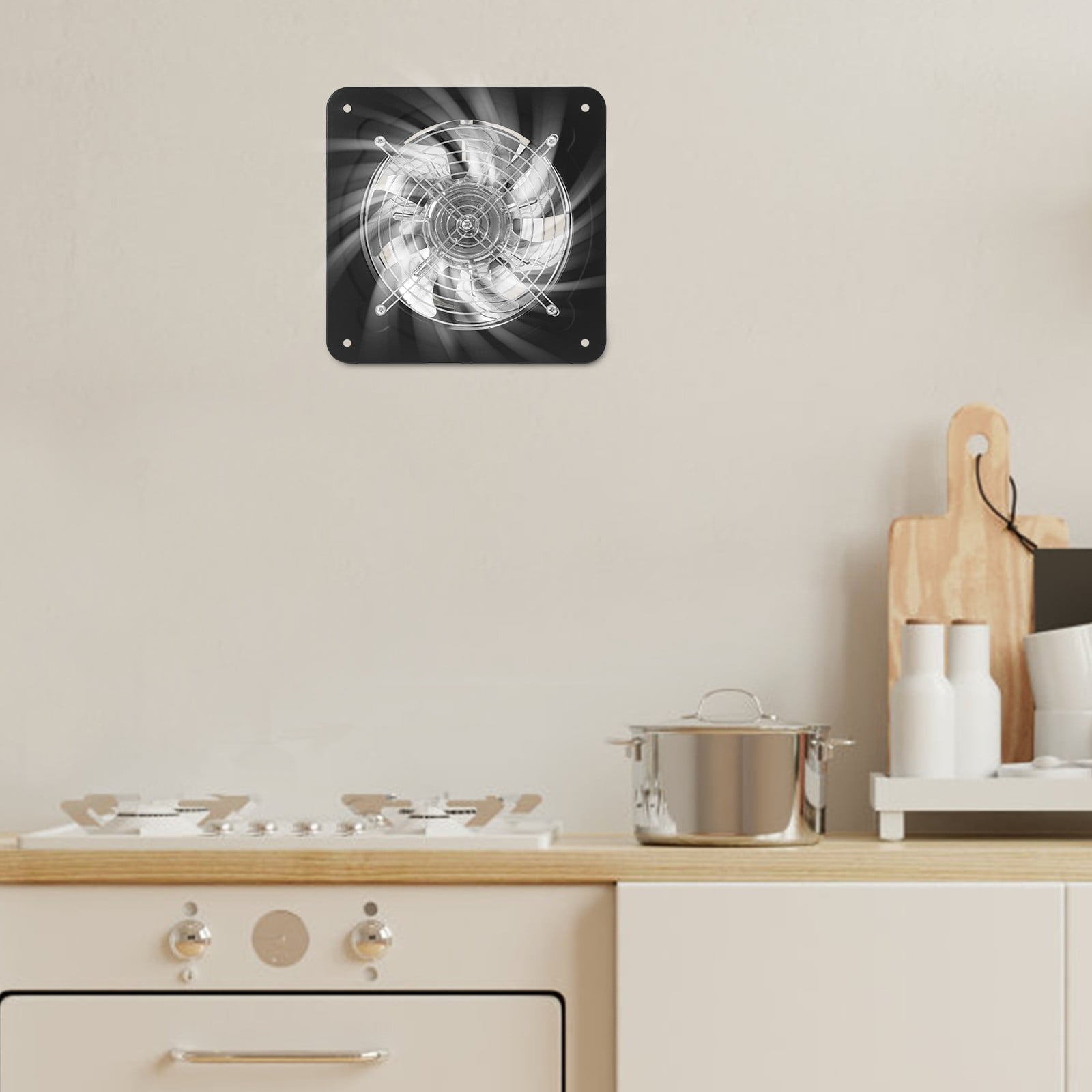 ToppiJoy 110V Wall-mounted Exhaust Fan, Ventilation Fan for Kitchen Bathroom Garage Warehouse Black (8 inch)