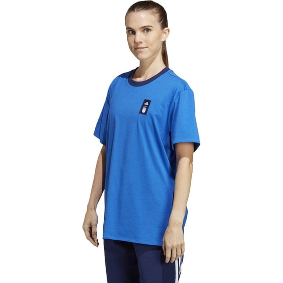 adidas Womens Italy 2023 Tee,Blue,Small