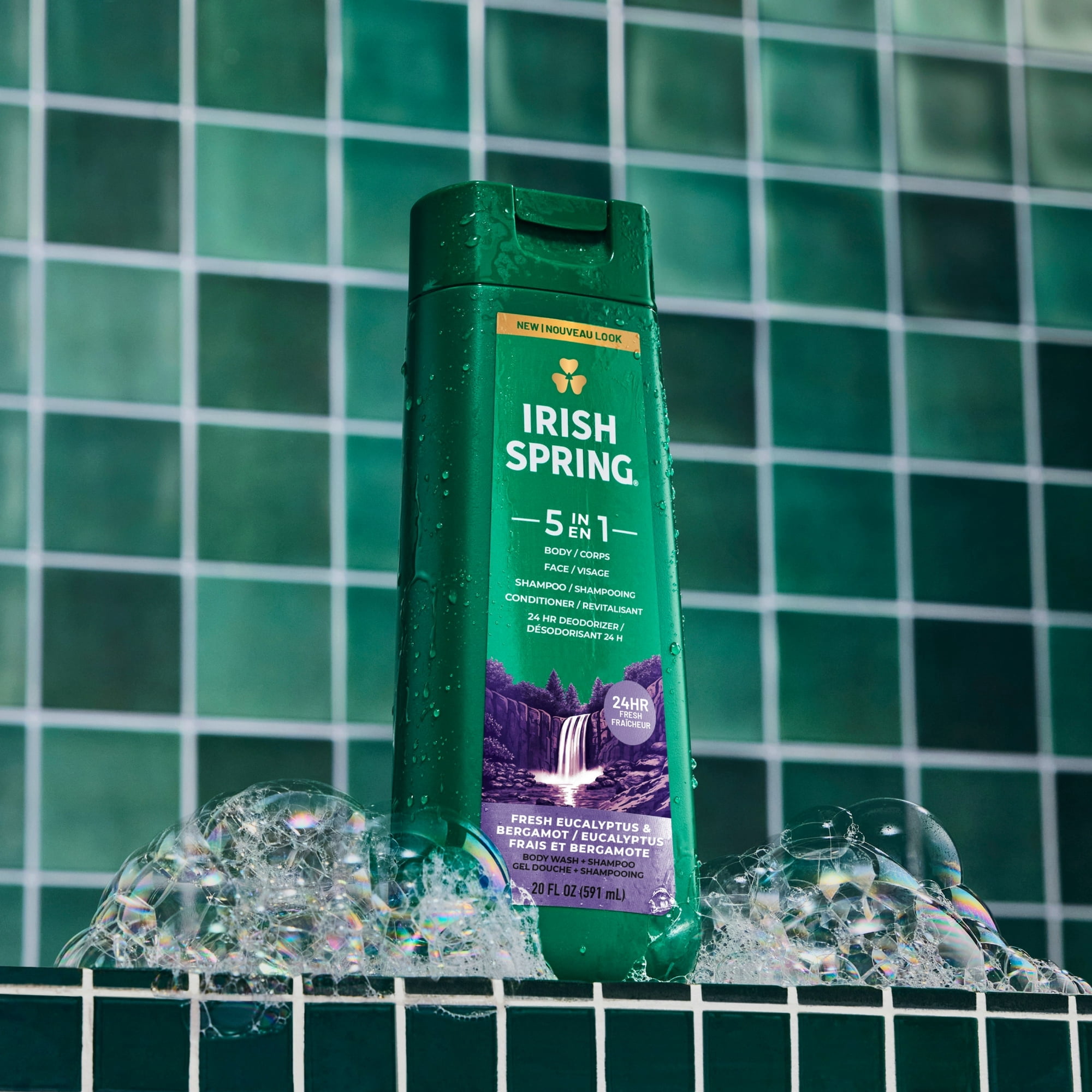 Irish Spring 5 in 1 Moisturizing Body Wash for Men, Fresh Eucalyptus & Bergamot, 20 fl oz - 2 Pack