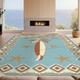thumbnail image 2 of Design&I 8'x10' Washable Area Rug Sleek Flatweave Pet Friendly Surf Nautical Surfboard Arching Palms Geometric Stripe Vintage for King Size Bedroom, Under Bed, 2 of 7
