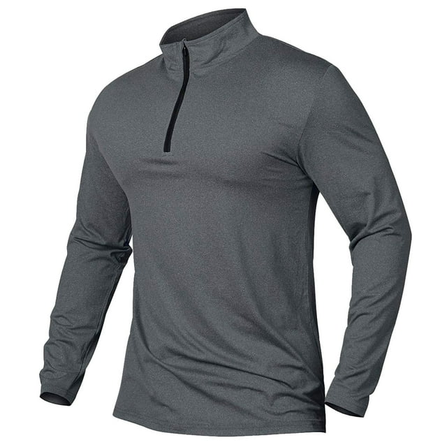 Jersey de manga larga con cremallera de un cuarto para hombre: camiseta deportiva de secado rápido para entrenar y actividades al aire libre