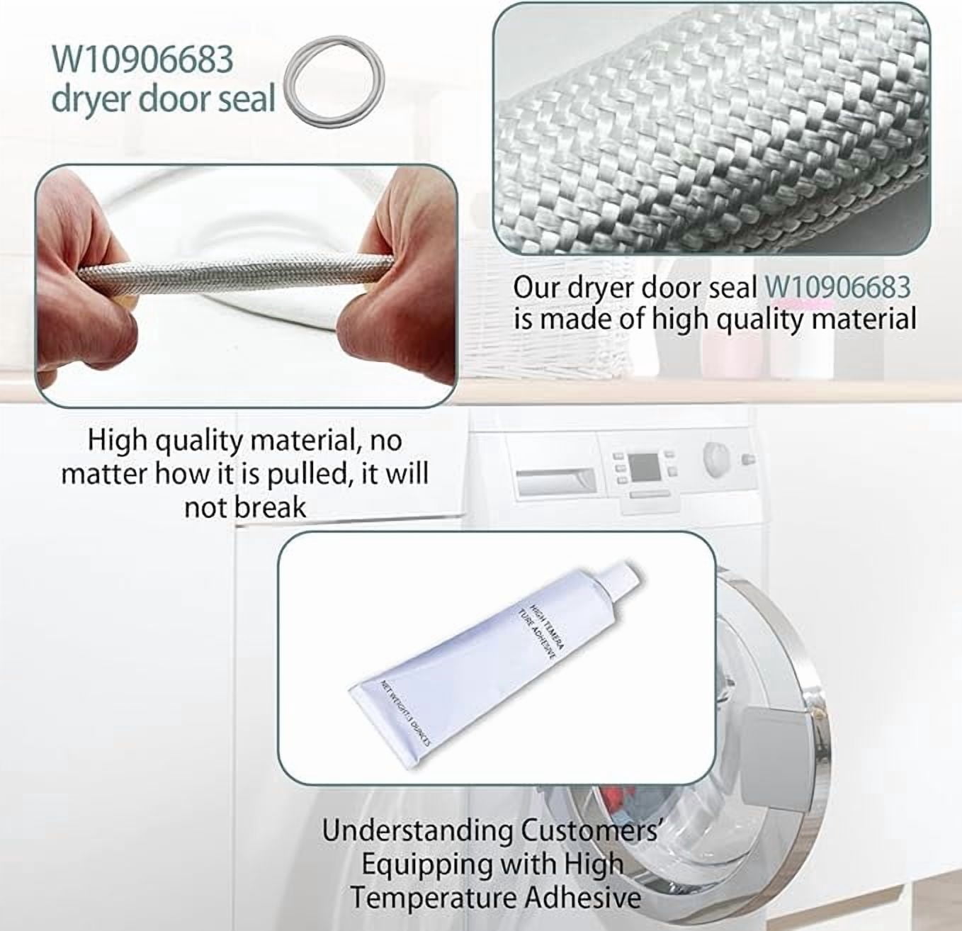 Upgraded W10906683 Dryer Door Seal Part Compatible with Some Maytag Crosley Whirlpool and Kenmore Dryer Door Seal
