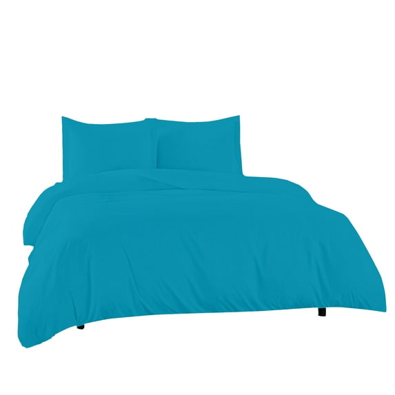 100% Egyptian Cotton 3 Pcs Duvet Set Solid (Turquoise Blue,King/California king)