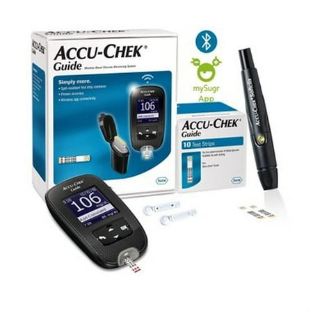 Accu-Chek Guide Blood Glucose Glucometer (With Bluetooth) Kit With Vial Of 10 Strips, 10 Lancets And A Lancing Device Free For Accurate Blood Sugar Testing