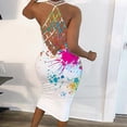 thumbnail image 1 of SMihono Été Boho Maxi Robe pour les Femmes Grande Taille Femmes Mode Impression Couleur Licol Creux sur Col Rond Robe Sexy Longue Robe Plage Swing Sundress, 1 of 7