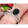 thumbnail image 5 of 2.50 Carat Oval Shape Black Diamond Moissanite Engagement Ring Bridal Ring 10k White Gold Curved Loop Infinity Matching Band, 5 of 5