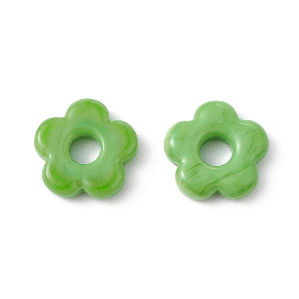 Handmade Lampwork European Beads Large Hole Beads Flower Mixed Color 15~16x4~6mm Hole: 4.8mm