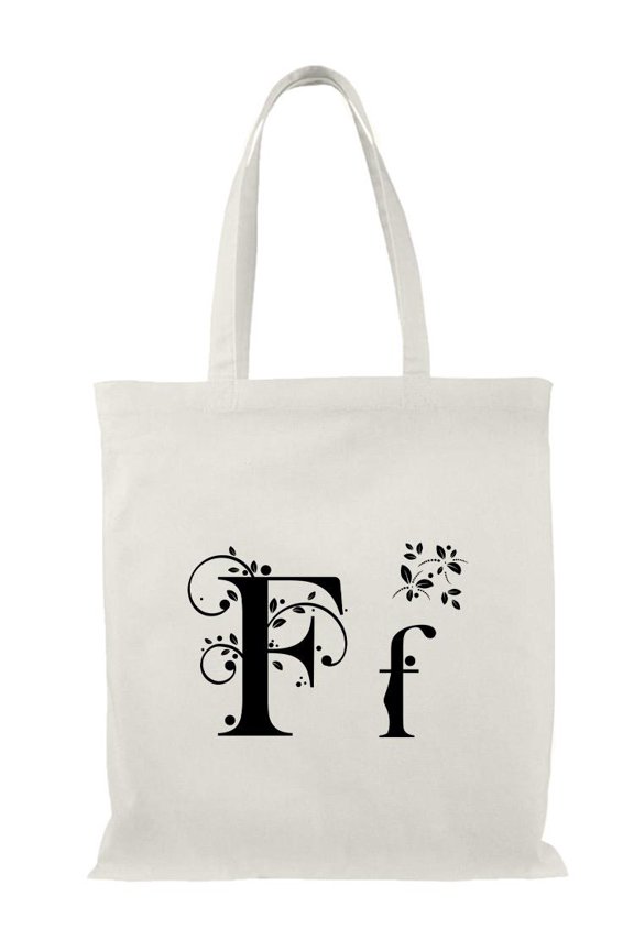 Letter F Upper Lower Case Nature Tote Bag - Image by Shutterstock, One Size Cotton Canvas Tote Bag