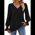 thumbnail image 1 of Blusas de Larga para Mujer 2025, Elegantes, Informales, con Cuello en V, Tipo Túnica, Blusa Holgada de para el Trabajo. Negro XXL, 1 of 5