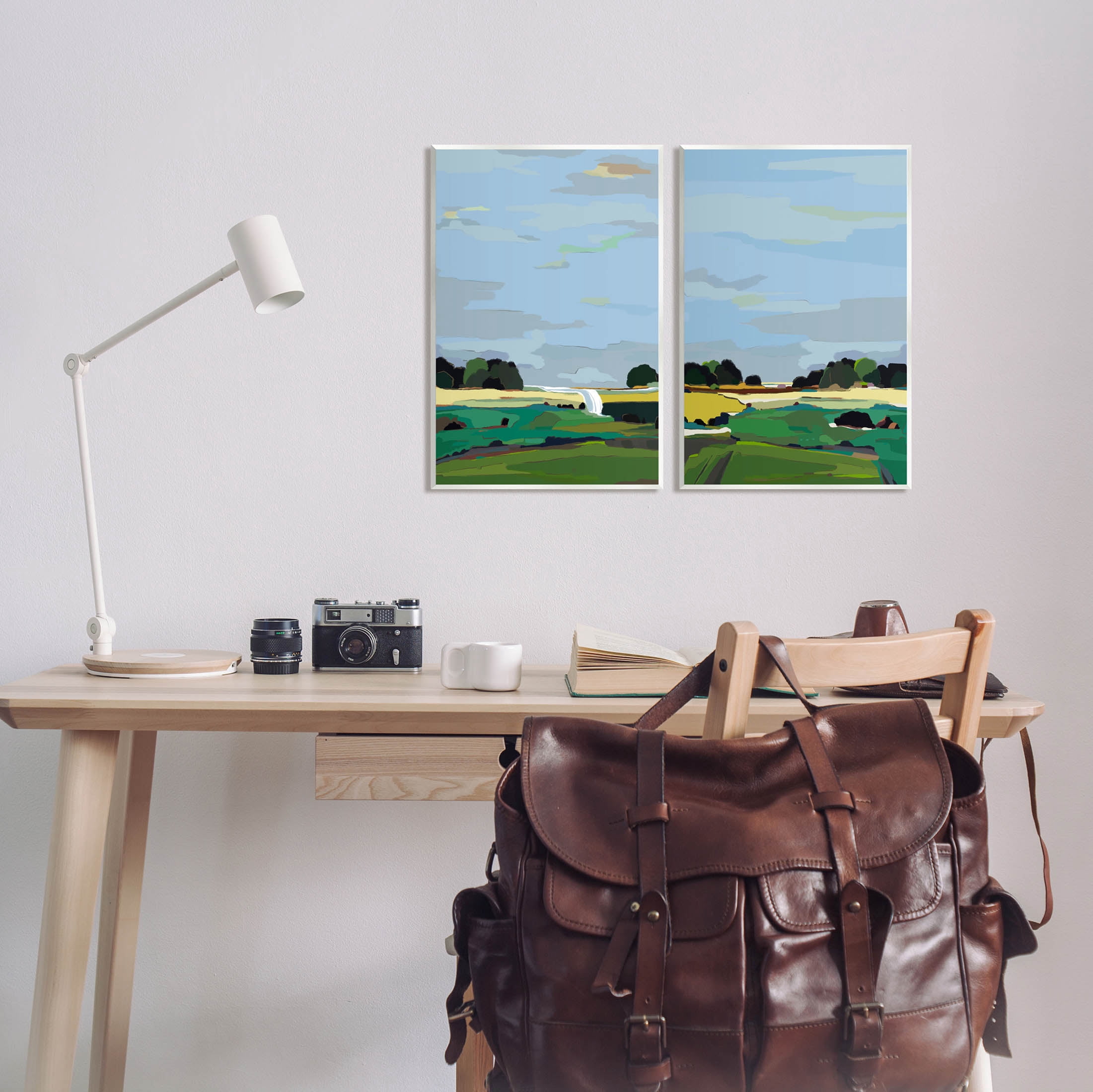 Stupell Industries Rural Abstract Grassland Landscape Painting Unframed Art Print Wall Art, Set of 2, Design by Nikita Jariwala