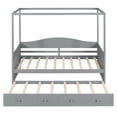 thumbnail image 3 of Twin Size Canopy Day Bed with Twin size Trundle, Solid Wood Platform Bed Frame for Bedroom, Apartment, Mattress not included,No Box Spring Needed,Easy Assembly,Grey, 3 of 10