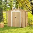 thumbnail image 2 of Costway 6 x 4 FT Outdoor Storage Shed Galvanized Steel Shed with Sliding Doors Wood Grain Natural, 2 of 10
