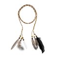 thumbnail image 1 of Diadema de plumas, correas para el pelo hippie, tocado de plumas trenzado con borlas, cuerda de cuero para mujer, accesorios para el cabello de Carnaval y Festival Adepaton 2036012, 1 of 8