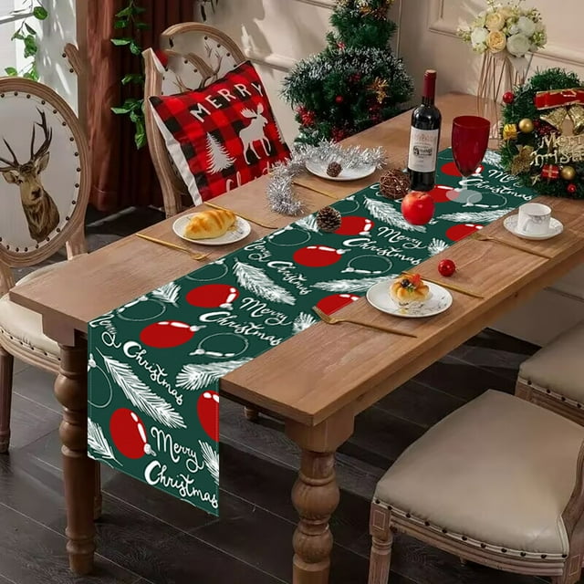 xihome Mantel individual navideño de 33x183 cm con bandern de mesa para fiestas de invierno, ideal para decorar la mesa de centro del saln o cualquier ocasin festiva.