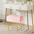 thumbnail image 3 of Kbun Faux Fur Vanity Stool with Storage, Makeup Ottoman Chair with Upholstered Seat, Metal Legs & Anti-Slip Feet for Bedroom, Living Room, Pink, 3 of 9