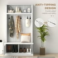 Hall Tree, Entryway Bench w/ Coat Rack, Shoe White